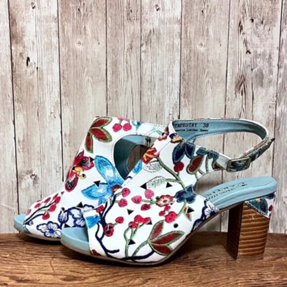 HP!! 🎈🎈New L'artiste Spring Step floral slingback open toe booties heels - Picture 2 of 8